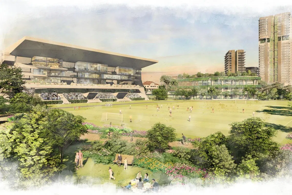 A large open space in front of the Grandstands, which will be twice the size of the Padang, will pay homage to the site’s sporting heritage.