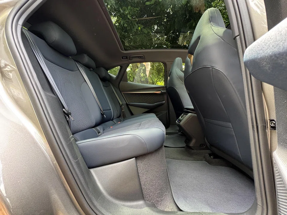 The Tavascan is genuinely roomy in the back, with plenty of legroom.