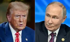US President Donald Trump (left) said his team has been speaking “long and hard” with Russian officials, including his Middle East envoy Steve Witkoff whom the president said met with Vladimir Putin (right) for about three hours recently.