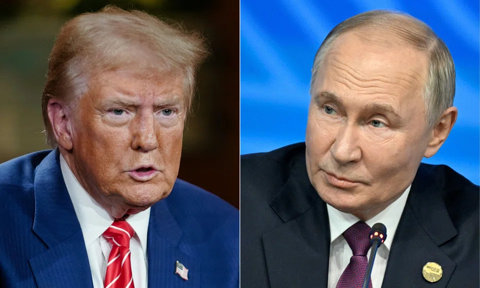 US President Donald Trump (left) said his team has been speaking “long and hard” with Russian officials, including his Middle East envoy Steve Witkoff whom the president said met with Vladimir Putin (right) for about three hours recently.