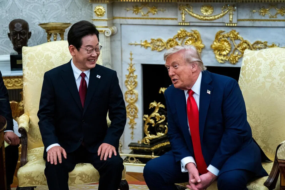 Lee's (left) diplomatic approach successfully navigated Trump's transactional style, producing concrete outcomes while preserving South Korea's strategic autonomy.