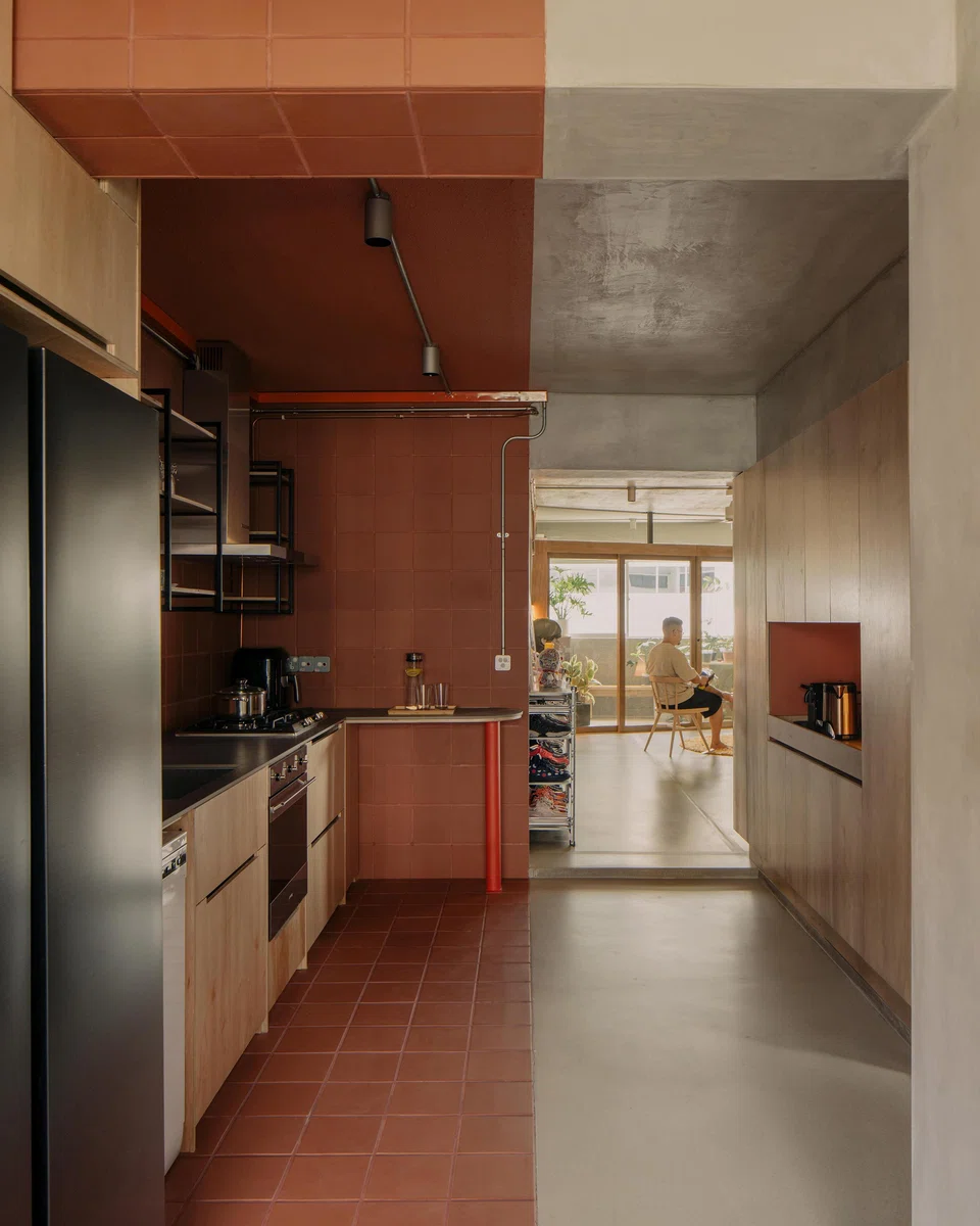 The small kitchen is fully equipped with oven, dishwasher, gas hob and hood.