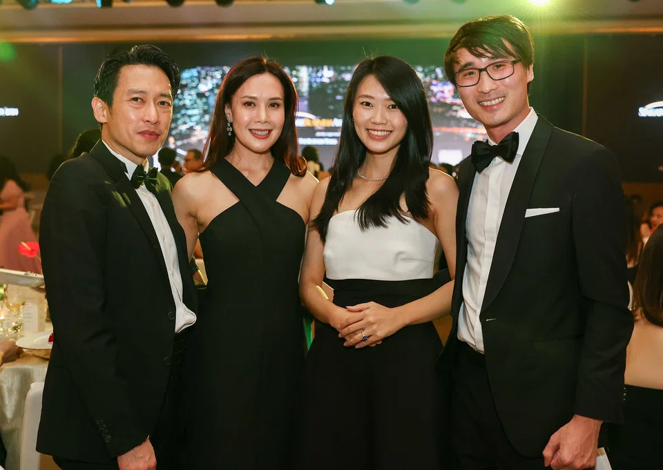From left: Gary Xie and his wife Beverly. He is joint managing director, Bonvest Holdings; Mr and Mrs Pang Fu Wei. He is group managing director of Kim Hin International.