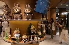 Labubu dolls at a Pop Mart store in Beijing. Labubu is a Nordic-inspired character and collectible plush toy designed by Hong Kong artist Lung Kasing. 