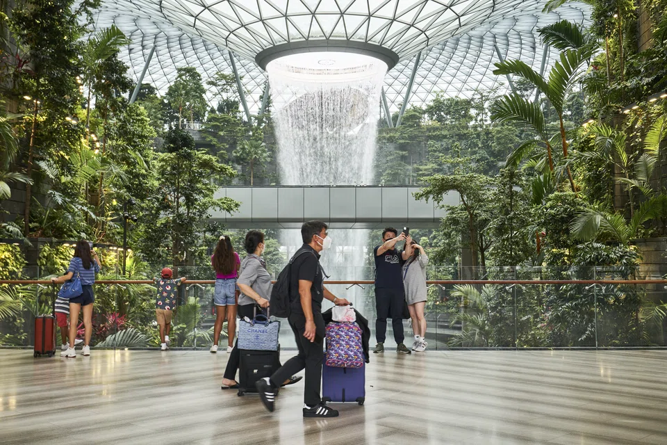 Travellers at Jewel Changi Airport. Crowne Plaza Changi Airport won the awards for World’s Best Airport Hotel and Best Airport Hotel in Asia.