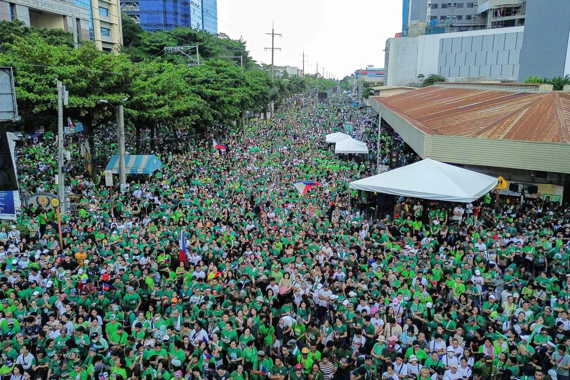 Supporters of Rodrigo Duterte gather for a rally in Davao City, in the southern island of Mindanao on March 28. Last year, Duterte himself pushed the idea of a separate Mindanao nation.