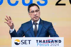 Bank of Thailand Governor Sethaput Suthiwartnarueput speaks during the Thailand Focus Forum in Bangkok, Thailand, Aug 28, 2024. 