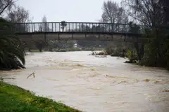 The Maitai river after it burst its banks in Nelson, New Zealand on Aug 18, 2022, as the city experienced flash floods caused by a storm.