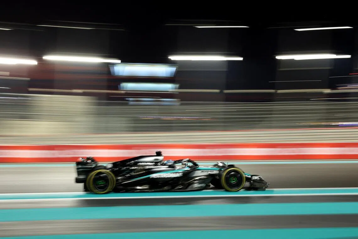 Mercedes' George Russell during practice at Yas Marina Circuit in Abu Dhabi last December. In 2014, when F1 first introduced hybrid engines, Mercedes emerged with by far the best, setting it on course for eight consecutive world championship wins through 2021.