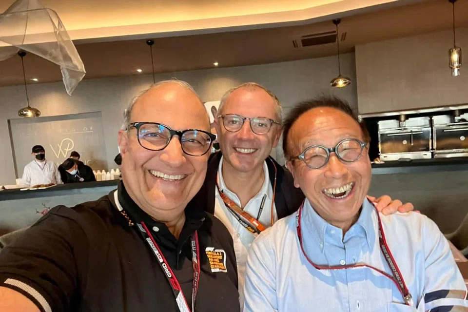 From left: Minister for Transport S Iswaran, Formula One Group chief executive Stefano Domenicali, and HPL co-founder and managing director Ong Beng Seng. 