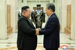 North Korean leader Kim Jong-un (left) and China's third-ranking official Zhao Leji underscored the importance of the two countries’ bilateral relationship at their meeting, Xinhua News reports.
