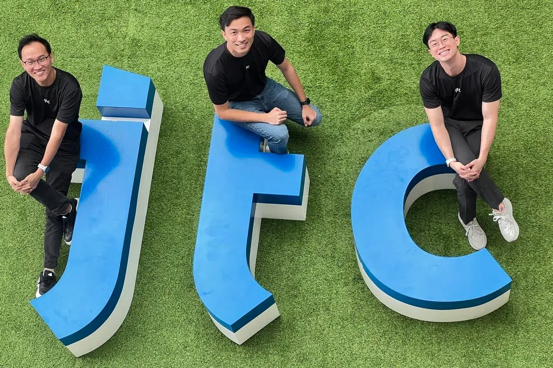 The team behind EVA comprises (from left) senior principal contracts manager Pa Guo An, analytics solutions lab manager Wong Guo Xuan, and project manager Adam Chern.