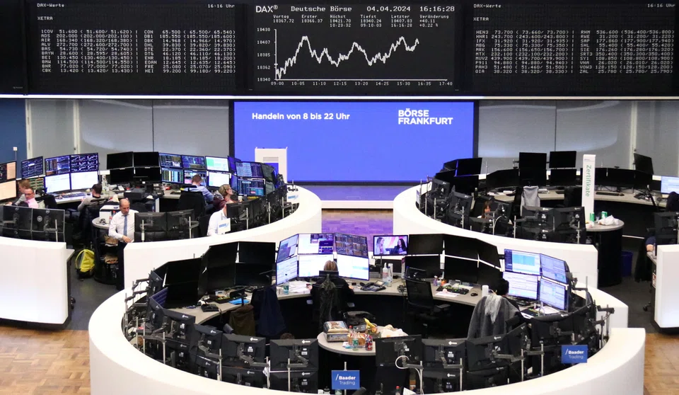 The German share price index DAX graph is pictured at the stock exchange in Frankfurt, Germany, April 4, 2024.     REUTERS/Staff