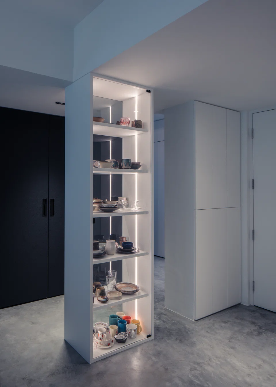 A duo-directional display greets visitors as they enter.