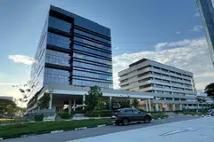 Paya Lebar Green comprises the brand-new 12-storey South tower (left) and the refurbished eight-storey North tower.