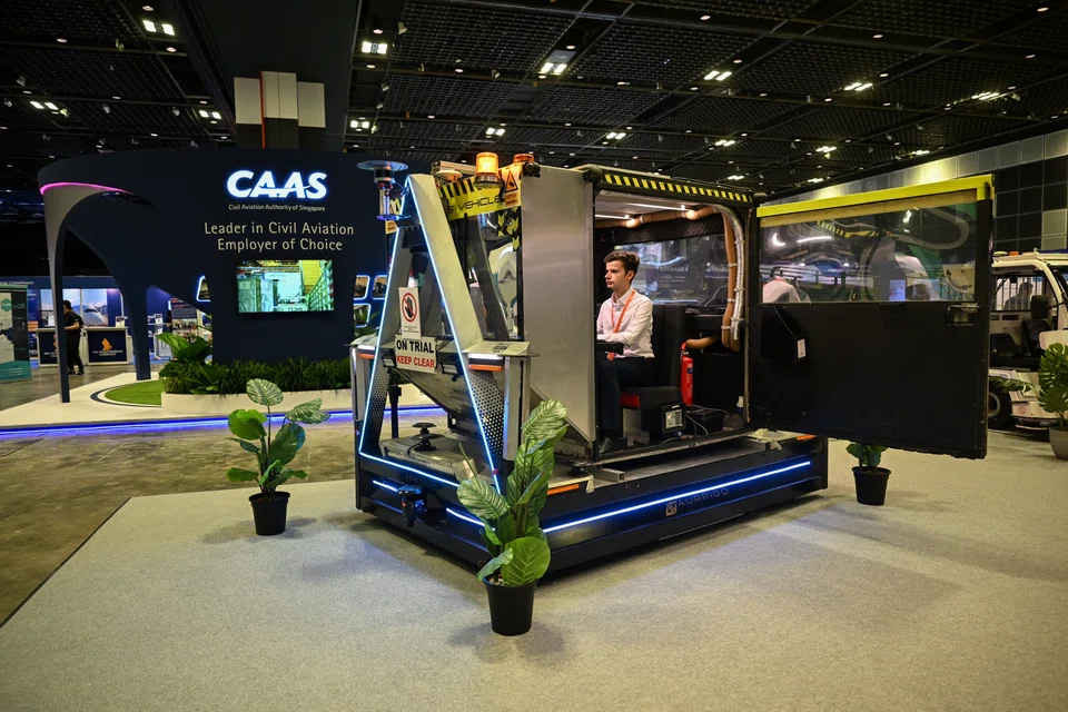 An Aurrigo auto-dolly. The company's autonomous baggage vehicles, on trial in Singapore with key aviation partners, showcase how UK innovation is helping drive the next generation of airport logistics.