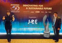 Joe Green Marketing's founder and managing director Boediman Widjaja (right) and marketing director Charlina Lim at the Enterprise 50 Awards in 2021.
