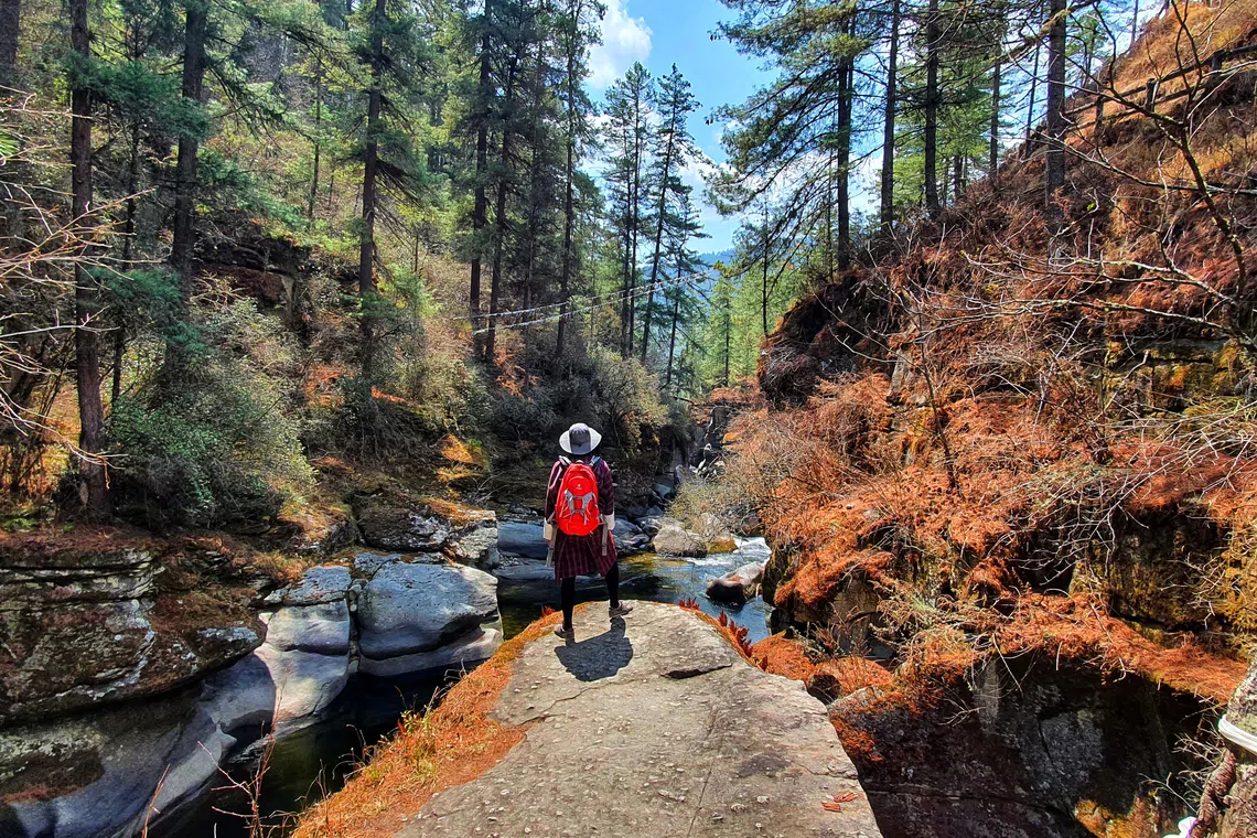 A hiker on the Trans-Bhutan Trail