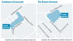 Together, the two sites potentially yield 730 residential units. 