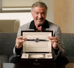 Stallone with his Patek Philippe Grandmaster Chime in its presentation case. 