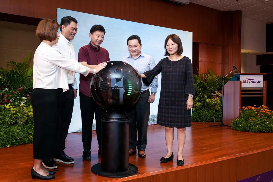 From left: SG Enable chief executive Ku Geok Boon, SIMPDF chairman Patrick Tay, Minister for Transport Chee Hong Tat, SBS Transit group chief executive Jeffrey Sim, and ITE chief executive Low Khah Gek at the launch of the Enabling Pathways Programme on Tuesday.