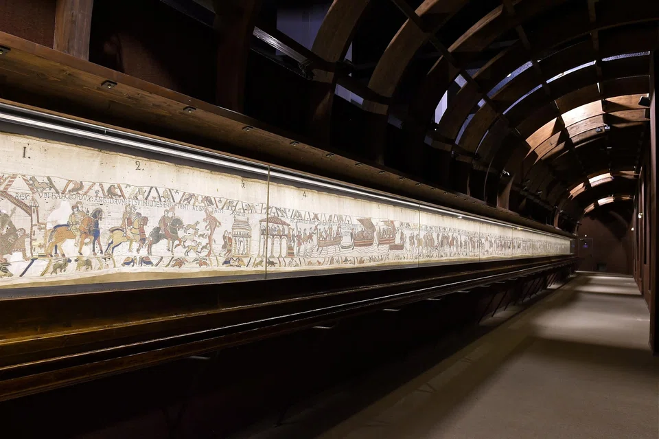 The 70-metre-long Bayeux tapestry is said to have been the work of English embroiderers, whose stitching tells the story of the Norman invasion in 1066.
