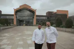 Charles Guilloy (left) and Stéphane Chicheri will be responsible for serving about 45,000 meals a day as the chefs in charge of dining in the Olympic Village this summer. 