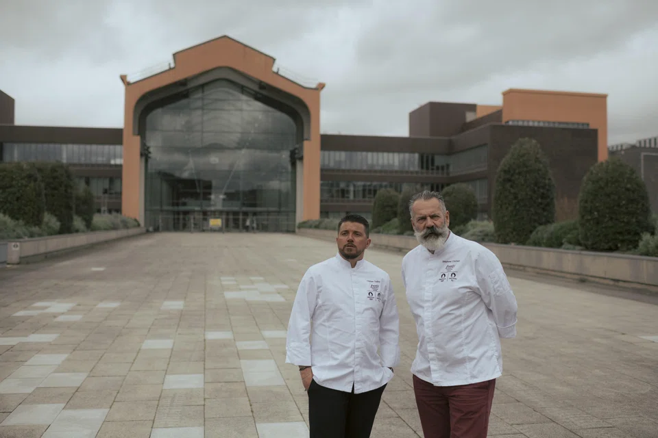 Charles Guilloy (left) and Stéphane Chicheri will be responsible for serving about 45,000 meals a day as the chefs in charge of dining in the Olympic Village this summer. 