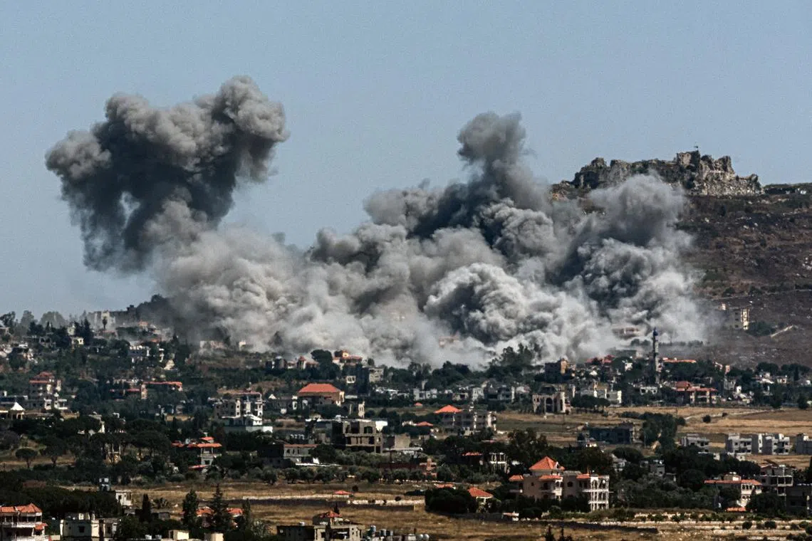 NYTSELECTS – An Israeli air strike lands in front of Beaufort Castle as seen from Nabatieh, Lebanon, Thursday, June 04, 2026. Fighting across southern Lebanon has intensified this week, even after President Donald Trump on Monday announced that Israel and Hezbollah, the Iranian-backed armed group, had renewed their truce. (Daniel Berehulak/The New York Times)