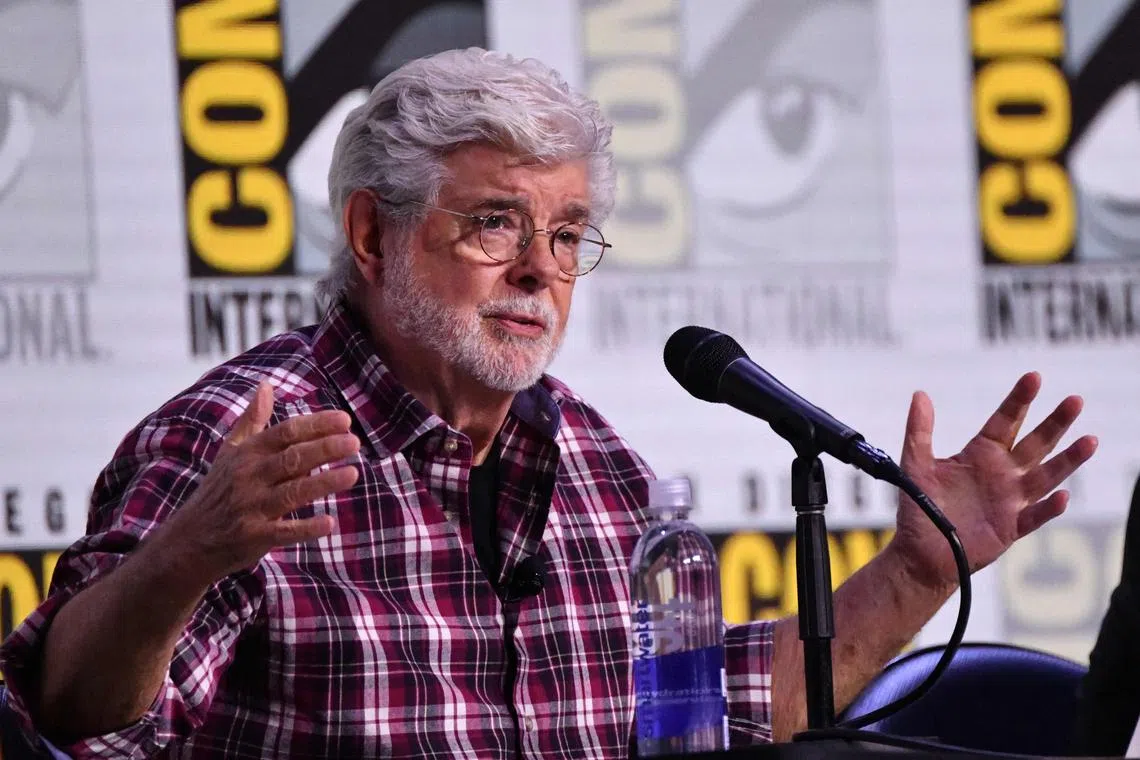 Filmmaker George Lucas speaks during a panel session at San Diego Comic-Con in San Diego, California, July 27, 2025. 