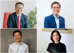 Clockwise from top left: Chen Ze Ling, DBS’ group head of corporate and SME banking; Singapore Business Federation chief executive Kok Ping Soon; Ryan’s Grocery founder Wendy Foo; and Far East Flora deputy group managing director Ryan Chioh.