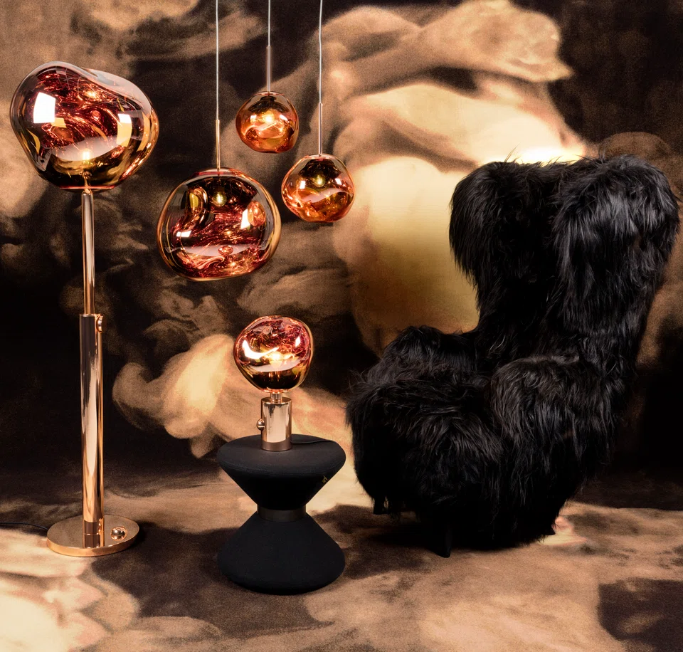 Xtra's UHNW Chinese clients favour brands such as Tom Dixon, whose Melt modern lights are pictured here.   
