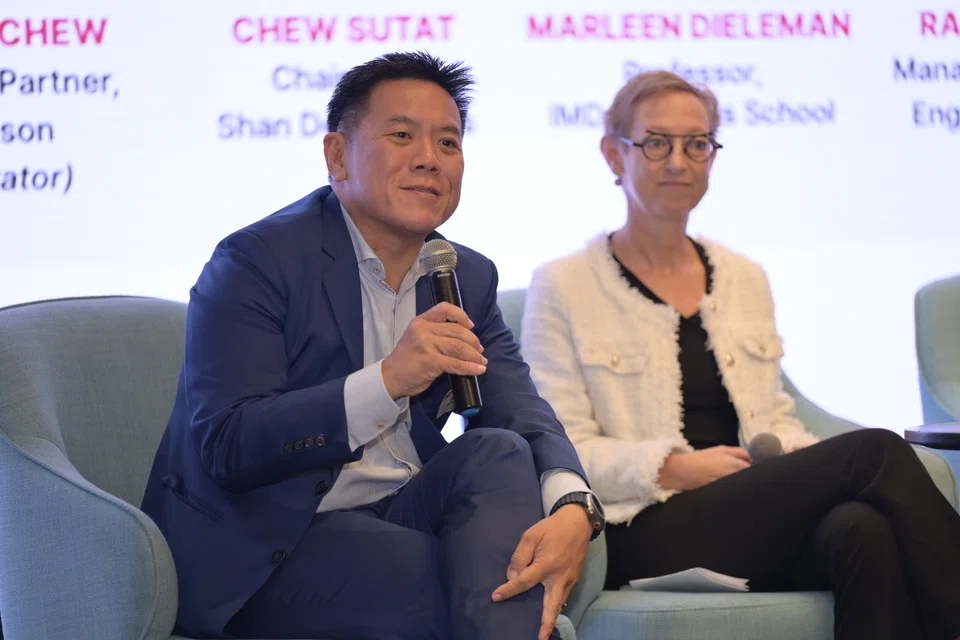 Chew Sutat (left), chairman of consultancy Shan De Advisors, and academic Marleen Dieleman were among the panellists at a discussion organised by the Singapore Institute of Directors.
