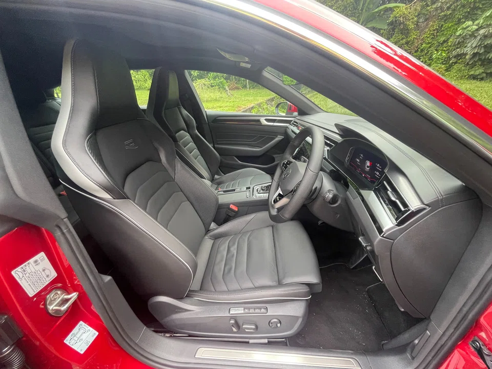 Spring for the S$16,000 R-Line cosmetic package and you get a bit of sporty flair, with racy bucket front seats and brushed steel pedals, plus perforated leather for the steering wheel.