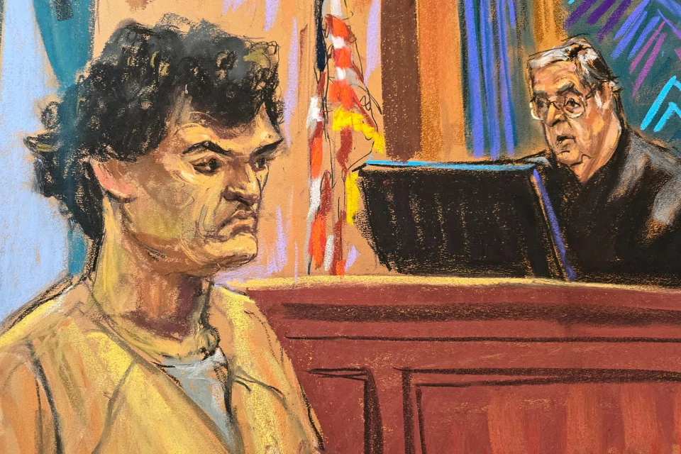 FTX cryptocurrency exchange founder Sam Bankman-Fried stands before US District Judge Lewis Kaplan as he is sentenced to 25 years in prison in New York City, US, March 28, 2024 in this courtroom sketch. 
