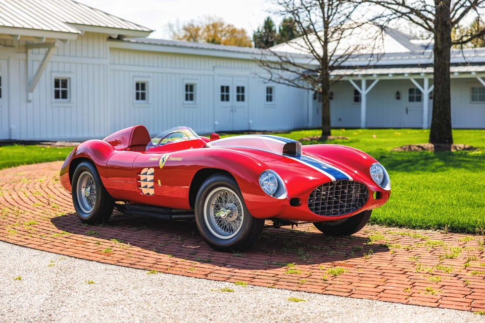 A 1955 Ferrari 410 Sport Spider sold for US$12.9 million including fees, the third-highest sale of the weekend. 