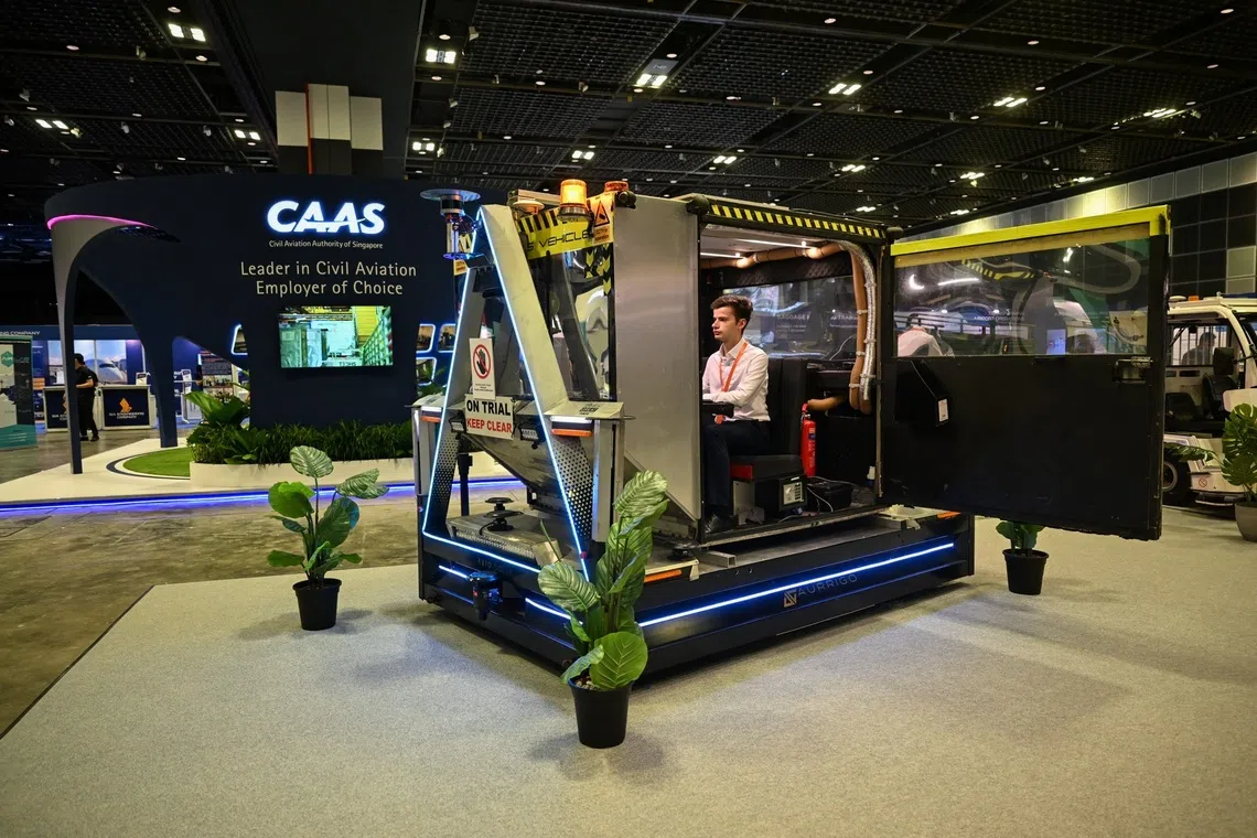 An Aurrigo auto-dolly. The company's autonomous baggage vehicles, on trial in Singapore with key aviation partners, showcase how UK innovation is helping drive the next generation of airport logistics.