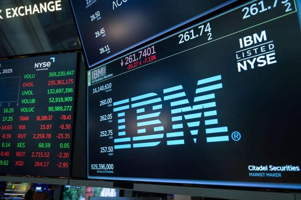 IBM's shares dropped 7.6 per cent to US$260.51 at the close on Thursday in New York. The stock has gained 19 per cent this year, outpacing many technology peers. 