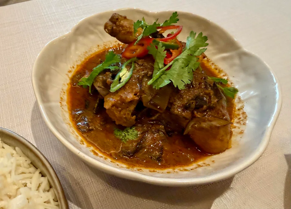 Chicken and banana bud is a mild but complex stew of meaty chicken and rare banana buds.