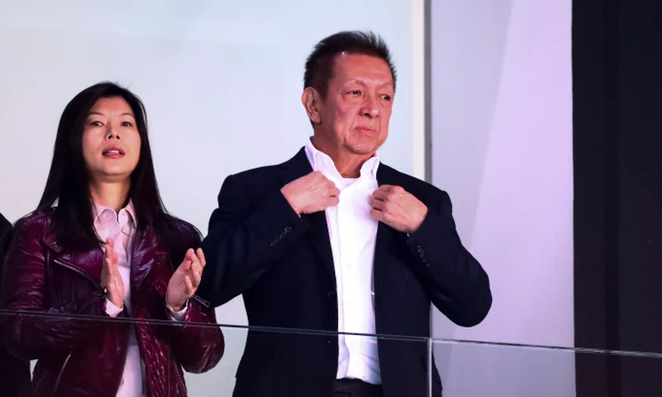 Peter Lim and his wife Cherie Lim before Spanish La Liga match between Valencia CF and Sevilla FC at Mestalla Stadium in 2018.