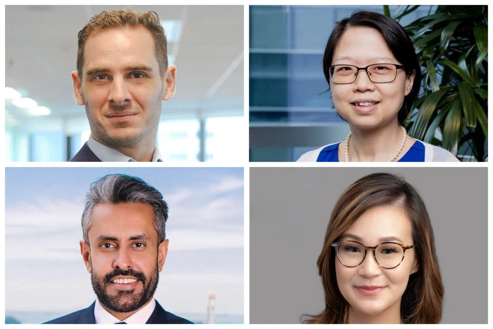 Clockwise from top left: Oriano Lizza, sales trader at CMC Markets Singapore; June Goh, senior oil analyst at Sparta Commodities; Tam Shu Ching, a senior associate with Herbert Smith Freehills Kramer in Singapore; Baldev Bhinder, managing director at Blackstone & Gold.