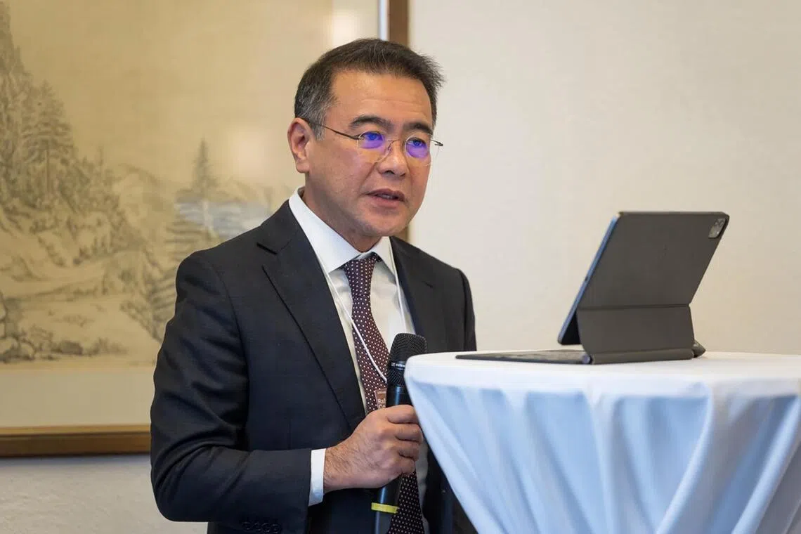 mafund01 - Maharlika Investment Corporation CEO and President Rafael Consing Jr speaks to potential investors for the Philippines' sovereign wealth fund on the sidelines of the World Economic Forum in Davos, Switzerland on January 17, 2024.

Credit: Photo: Courtesy of: Maharlika Investment Corporation President and CEO Rafael Consing Jr