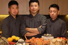 L to R: Sakamoto Mitsutaka, Saito Makoto,  Matsuda Koichi, of Jiin Omakase.