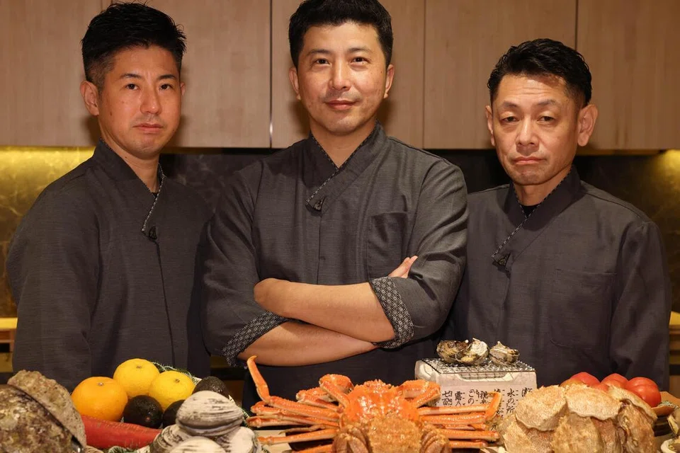 L to R: Sakamoto Mitsutaka, Saito Makoto,  Matsuda Koichi, of Jiin Omakase.