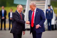 The ceasefire that was supposed to be Trump’s (right) key goal at the summit did not get a mention until in a Truth Social post on Aug 16, when the US president said he had adopted Putin’s format of negotiating a full settlement as the war continues.