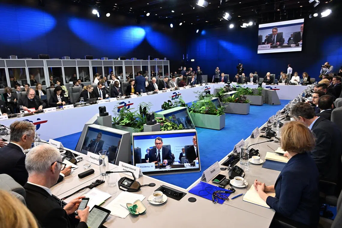 A meeting of EU ministers in Warsaw on Feb 11. Poland officially took over the six-month rotating presidency of the Council of the European Union from Hungary on Jan 1. The EU and Nato have greatly contributed to the economic success of Poland.