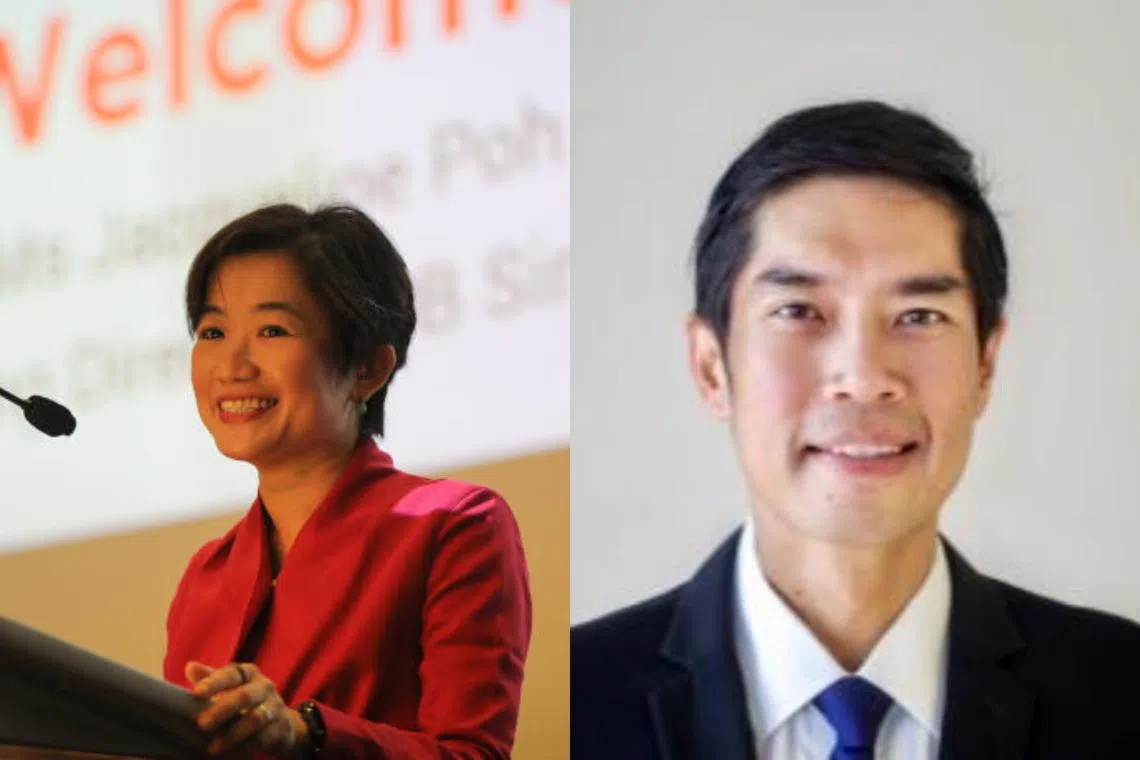 Jermaine Loy (right), Principal Private Secretary to Senior Minister Lee Hsien Loong will succeed Jacqueline Poh (left) at the helm of EDB on Mar 1, 2025.
