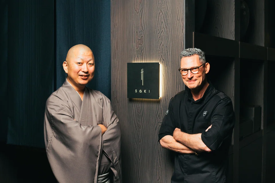 Emmanuel Stroobant (right) and Kazumine Nishida of the two-starred Shoukouwa.