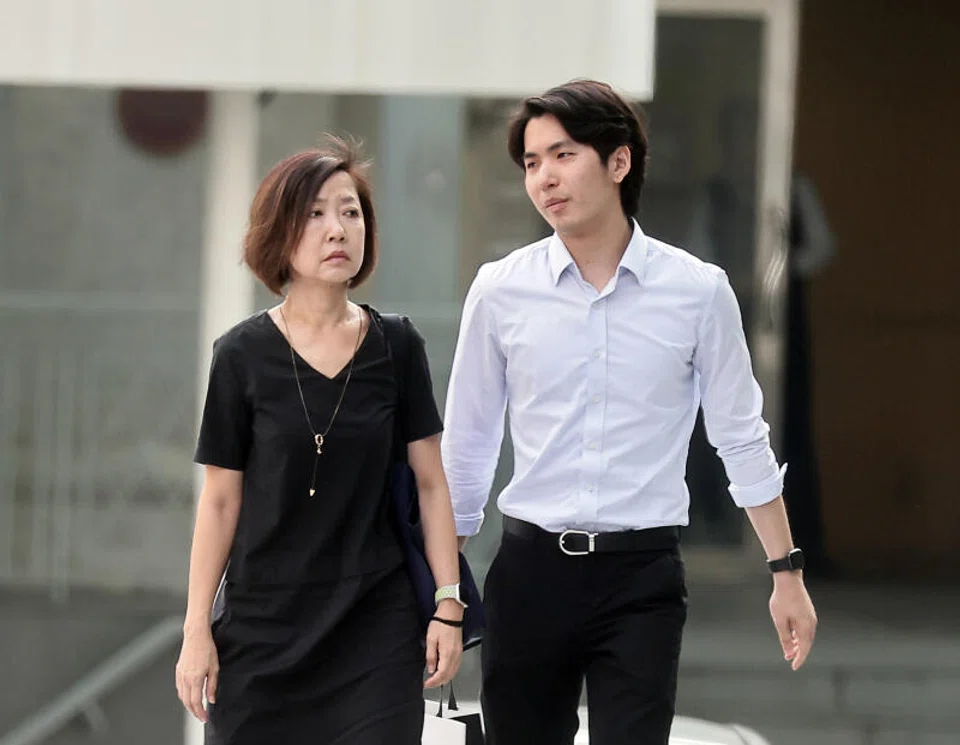 Ng Chiew Yen (left) and her son Keith Tan were convicted of two charges each for violating the Stamp Duties Act.