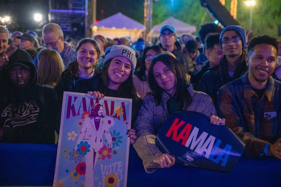 Supporters of Democratic presidential nominee Kamala Harris at a campaign rally. Devastating as the election defeat feels to many US Democrats, they can look internationally, including to the UK, for inspiration.